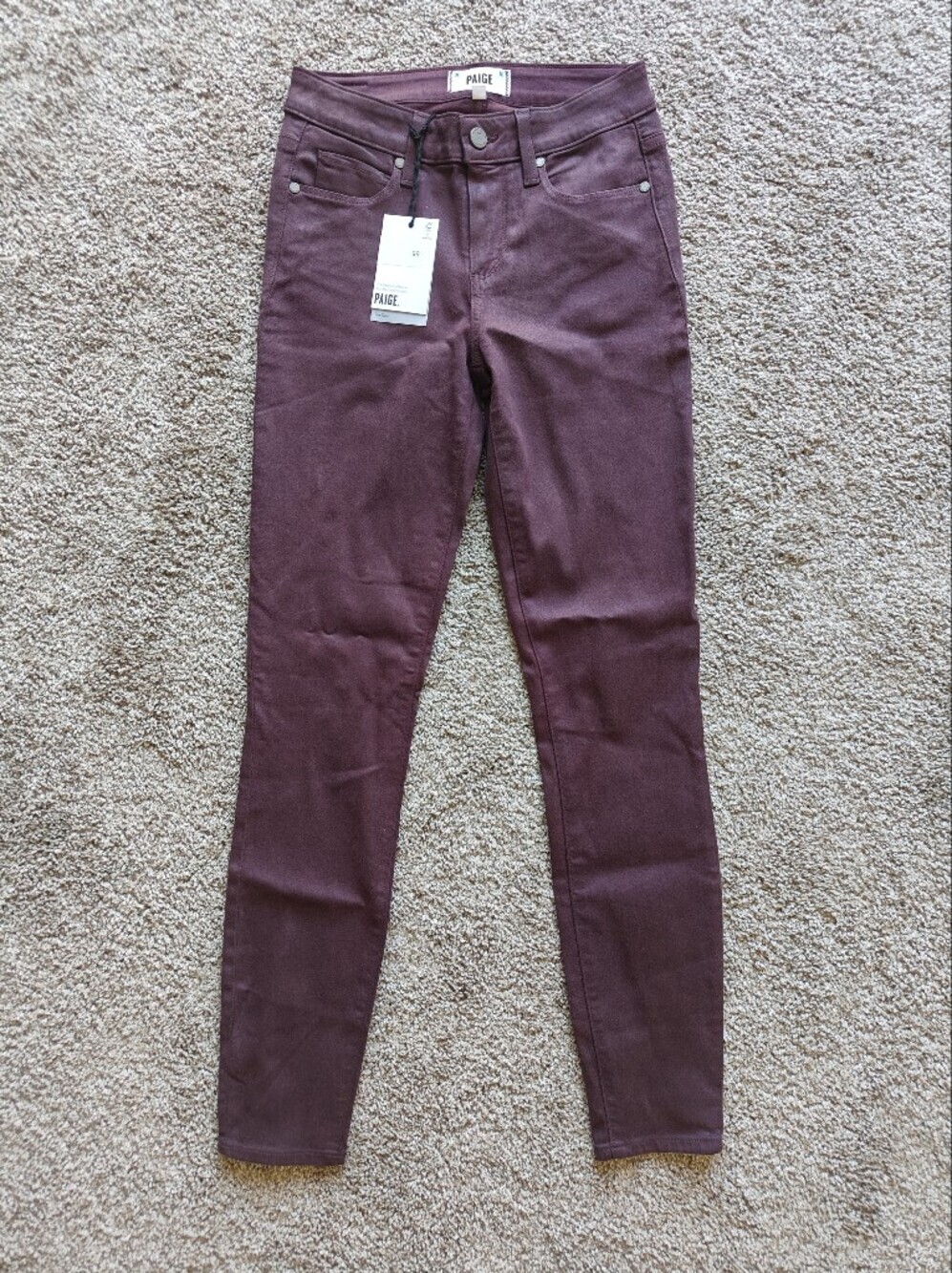 NWT PAIGE Verdugo Ankle Burgundy Women's Jeans Size 26 - Picture 1 of 5